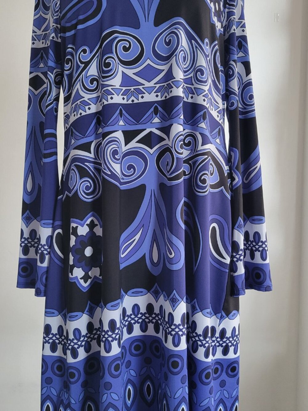 INC International Concepts Long-Sleeve Paisley Blues Geometric Dress (Size: M) - Picture 14 of 14